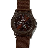 Military Sports Brown Nylon Woven Strap Watch