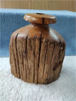 Vintage Rustic Wood Vase - 6"