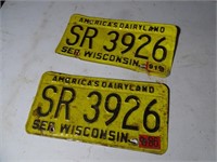 Pair of Wisconsin Vintage License Plates