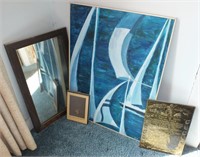 ORIGINAL SAILBOAT PAINTING "LYN D", MIRROR, MORE