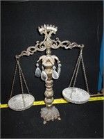 Vintage Brass and Crystal Scale of Justice