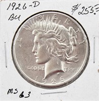 1926-D Silver Peace Dollar Coin BU