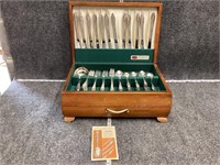 1847 Rogers Bros Silverware Set in Wooden Case