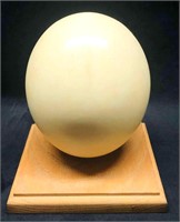 Genuine Ostrich Egg On Wooden Stand/Base