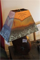 Mesquite Table Lamp w/ Turquois Inlay Copper Shade