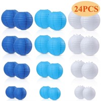 P3365  Kabuer Lanterns, Blue & White, 24 Pcs.