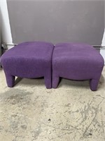 Lot of Two Purple Cloth Ottomans