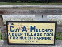 47X23 CUT A MULCHER WOOD 2 SIDED SIGN DEFIANCE OH