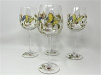 Handpainted Wine Glasses Butterfly & Bugs