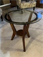 Mid Century Inspired Glass Top Side Table