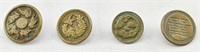 4 Antique Chinese Brass Buttons, Marked