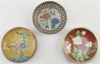 1 Antique Japanese & 2 Chinese Cloisonné Dishes
