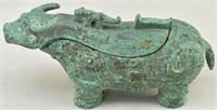 Antique Chinese Bronze Ox Censer