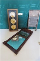 Vintage Wash Board, Mirror & Barometer