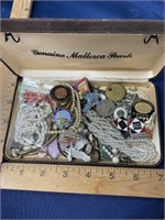 Jewelry lapel pins junk drawer lot in box