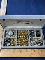 Jewelry lapel pins junk drawer lot in box