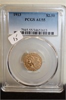 1913 PCGS AU55 2 1/2 INDIAN  GOLD