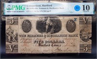 1840 -1860 Connecticut Hartford $5 Bill