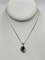 Sterling Silver Fancy Garnet Necklace