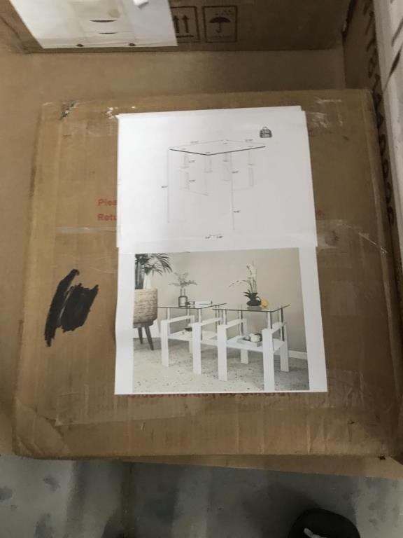2 GLASS END TABLES WHITE LEGS