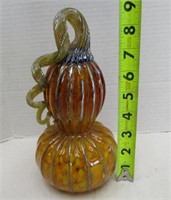 9" Hand Blown Glass Gourd - Signed