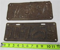 1937 Nevada & 1932 Illinois License Plates