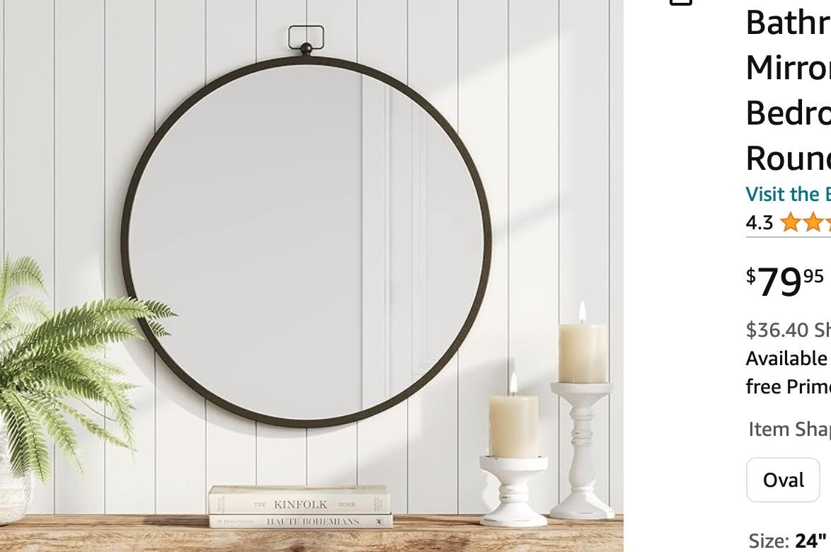 Barnyard Designs Round Mirror, Bathroom Vanity