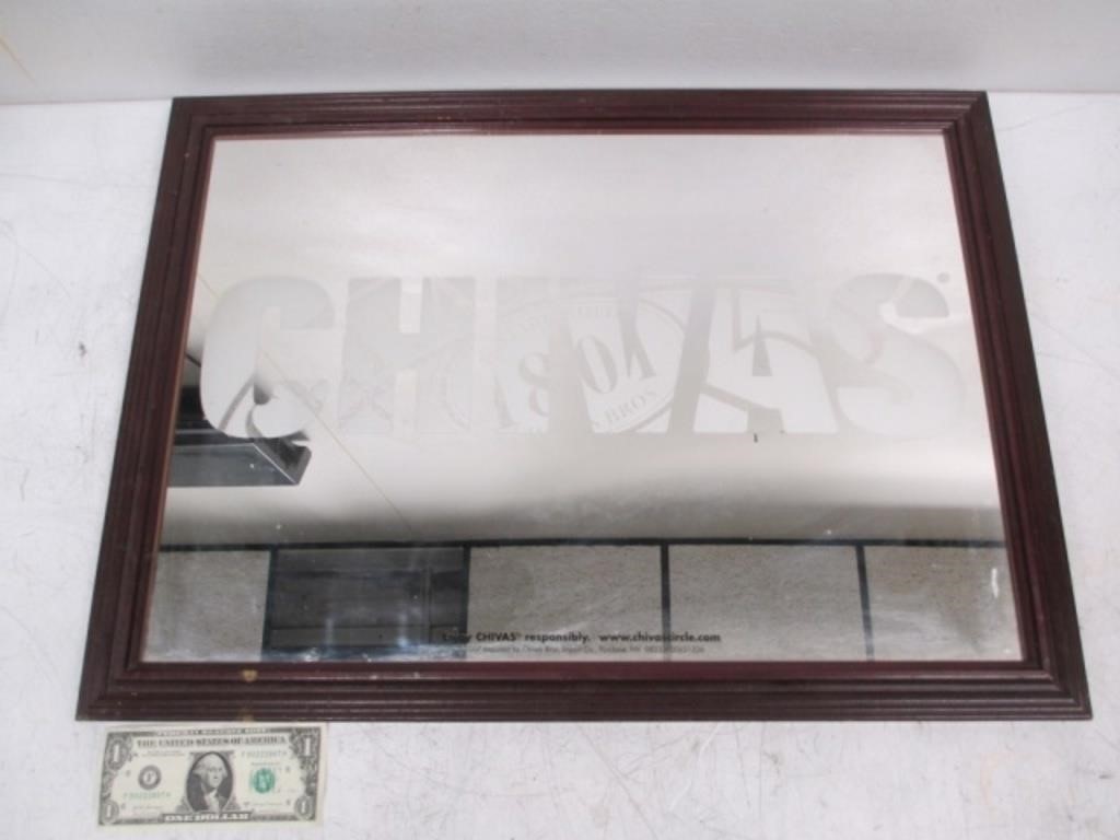 Vintage Chivas Liquor Framed Mirror Sign - 20x27