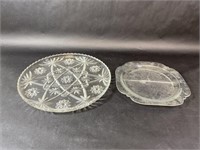 Two Decorative Glass Dinner Platters