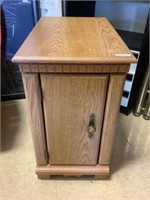Oak finish one door cabinet 3" x 14” x 24” high