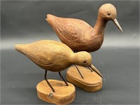 (2) Wooden Carved Birds, Signed