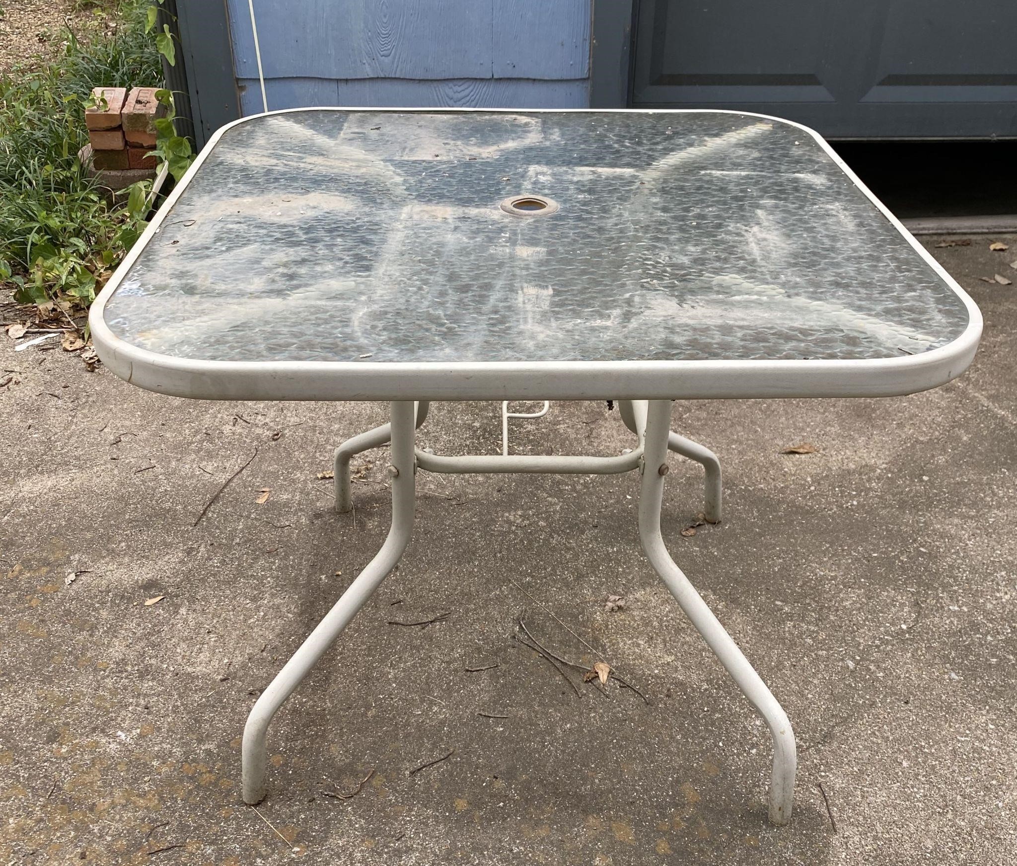 Metal and Tempered Glass Patio Table