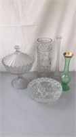 Assorted Pressed Glass / Vases
