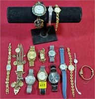 Lot of 15 Wristwatches, 2 Bands Broken, AS IS