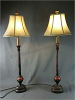 Tall Candlestick Antiqued Lamps Nearly 3 Ft Tall