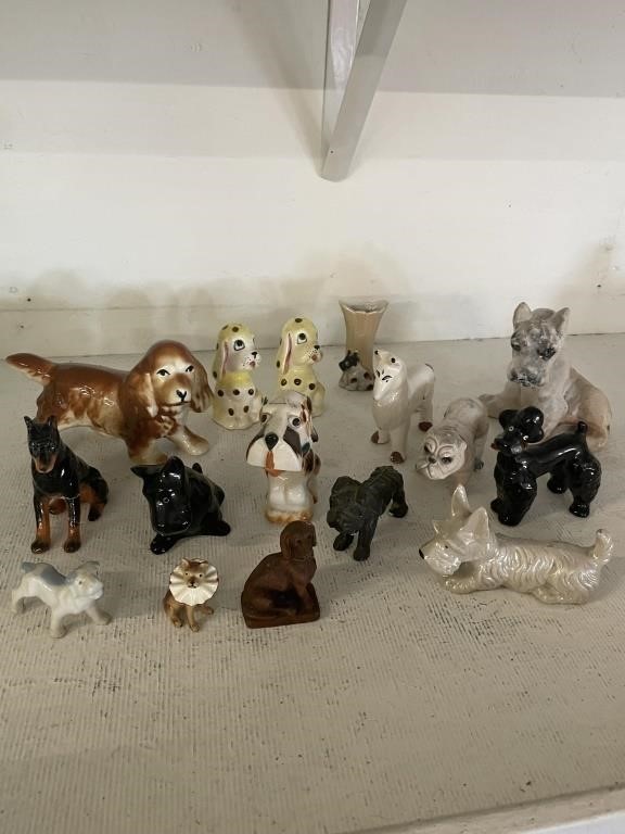 16pc Vintage/Antique Dog Shelf Sitters