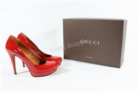 GUCCI Patent Tabasco Vernice Crystal Pumps