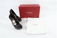 Salvatore Ferragamo Platform Dark Brown Pump Shoes