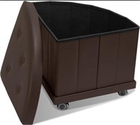 FB3379  HOUCHICS Folding Ottoman Wheel Brown