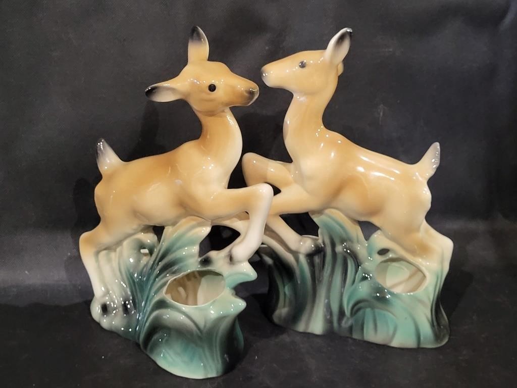 MCM Jumping Deer Pottery Planters