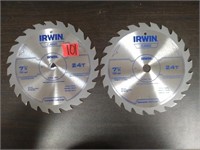 2 Irwin 7-1/4" 24T Circular Saw Blades
