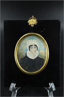 Early American Miniature Hand Painted Portrait