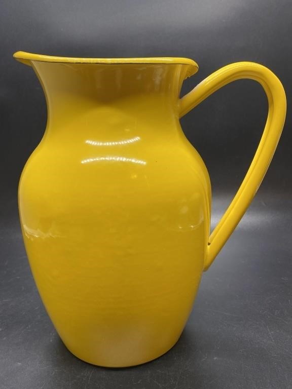 Mid Century Enameled Yellow Water Pitcher