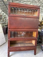 Antique 4 section stack book case with drop front