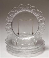Lalique Crystal "Pansies" Plates, 4