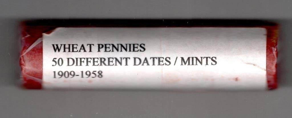 Roll of Wheat Cents 50 Different Dates and Mint