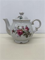 Vintage Musical Porcelain Teapot Red/White Roses