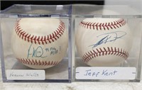 SIGNED BALLS IN ACRLYIC CASE KENT, WALLS,