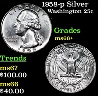 1958-p Washington Quarter Silver 25c Grades GEM++