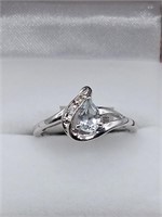 Sterling Silver Aquamarine & Sapphire Ring 7.25